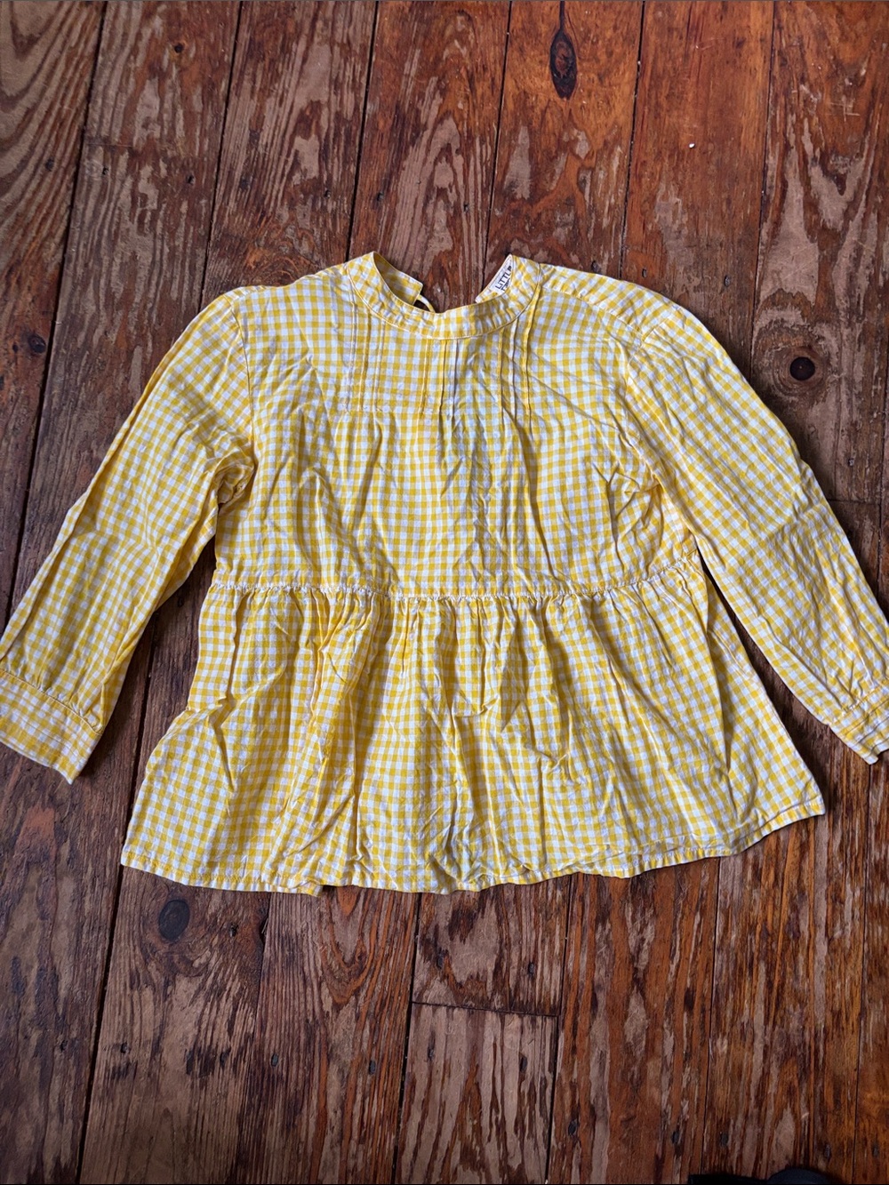 Little Tienda Yellow Gingham Peplum Blouse